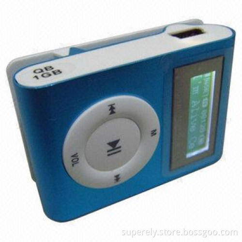 Clip Flash MP3 Player with LCD Screen, Built-in Battery, FM Radio and Multi-colors